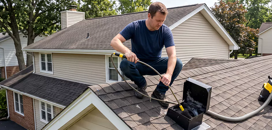 Multi-Story Roof Dryer Vent Cleaning in East Brunswick
